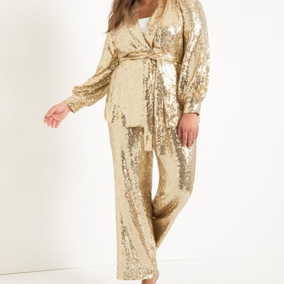 Eloquii Pants - *NEW* Eloquii Gold Sequin Pant Suit - Size 22